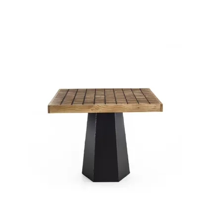 Solid cedar wood chessboard table with a Riva1920 iron base.