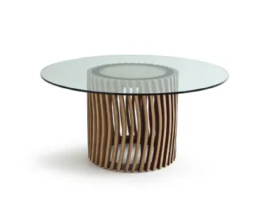 Stave Table with glass top and oak base by Riva1920