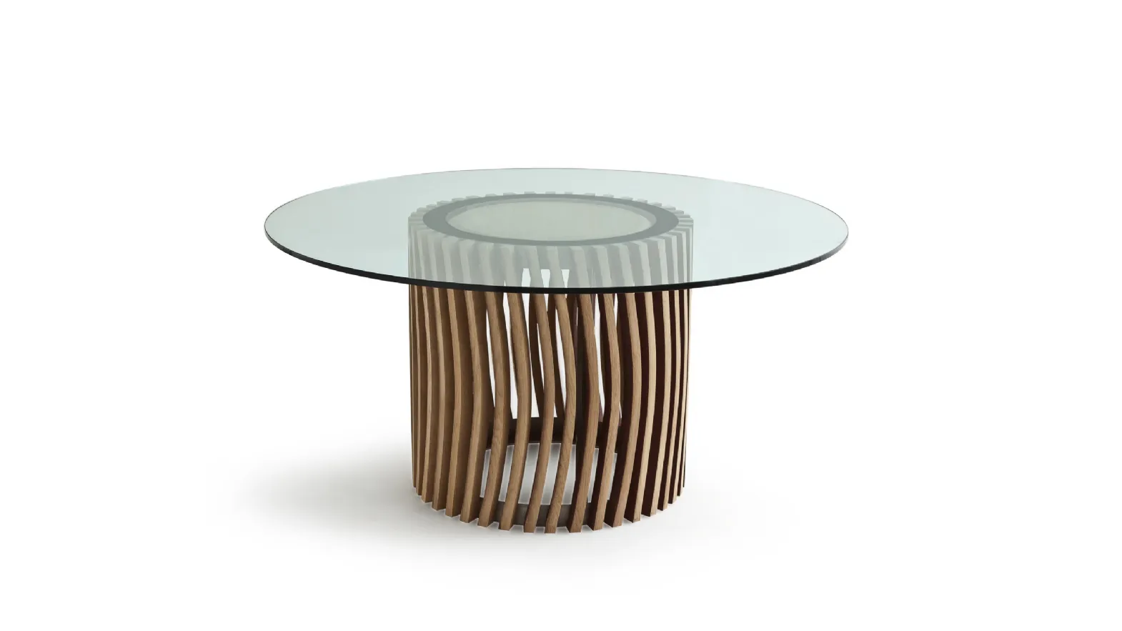 Stave Table with glass top and oak base by Riva1920