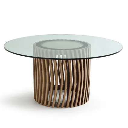 Stave Table with glass top and oak base by Riva1920