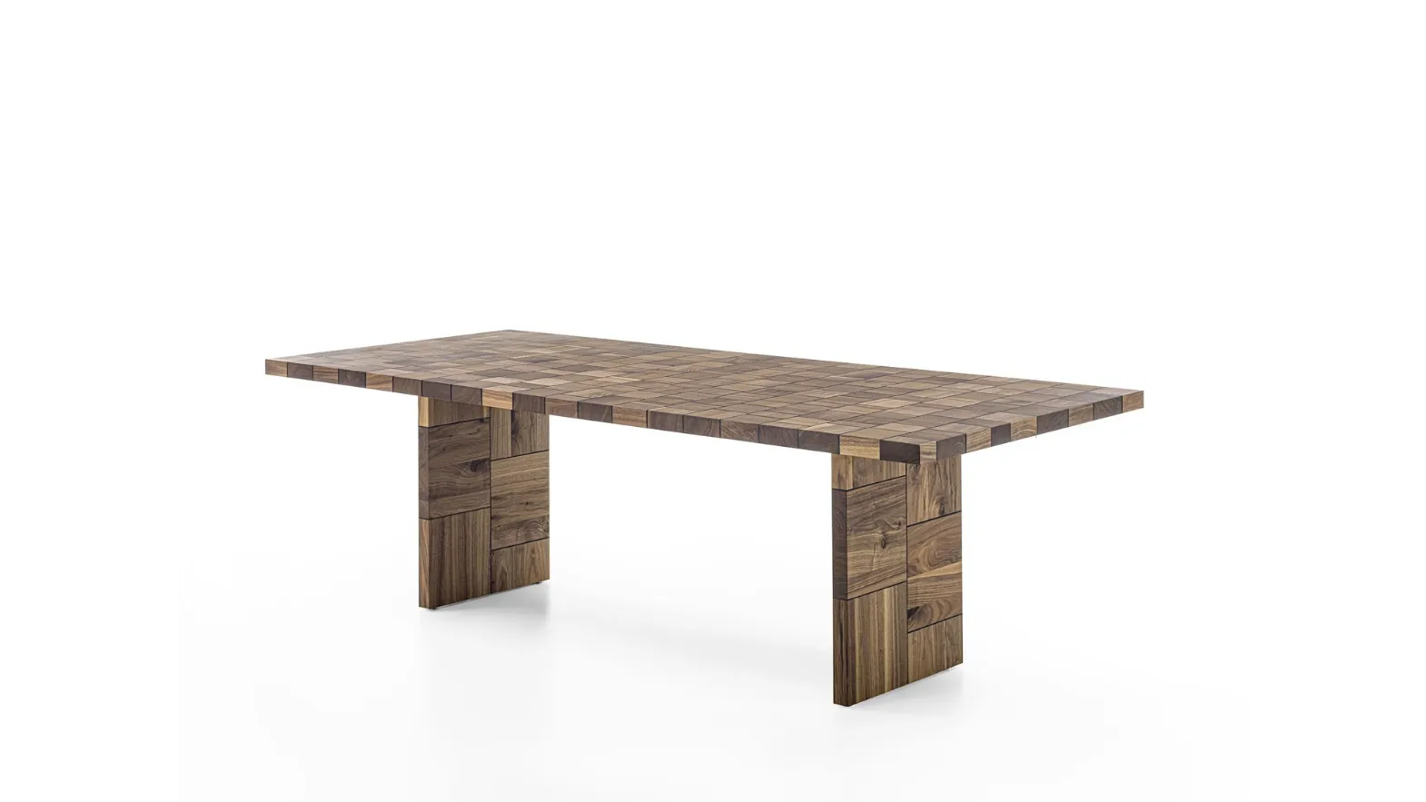 Tableau table made of solid reclaimed wood blocks by Riva1920.