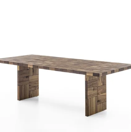 Tableau table made of solid reclaimed wood blocks by Riva1920.