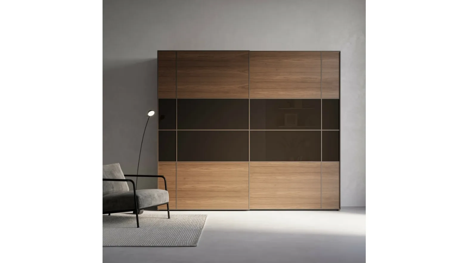 Leonardo wardrobe with glass insert by Arte Brotto.