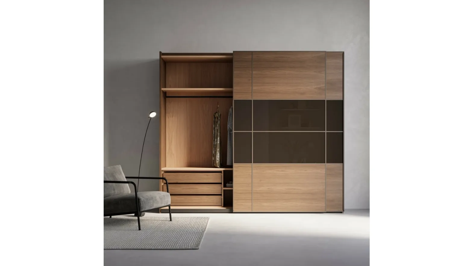 Leonardo Wardrobe with glass insert by Arte Brotto