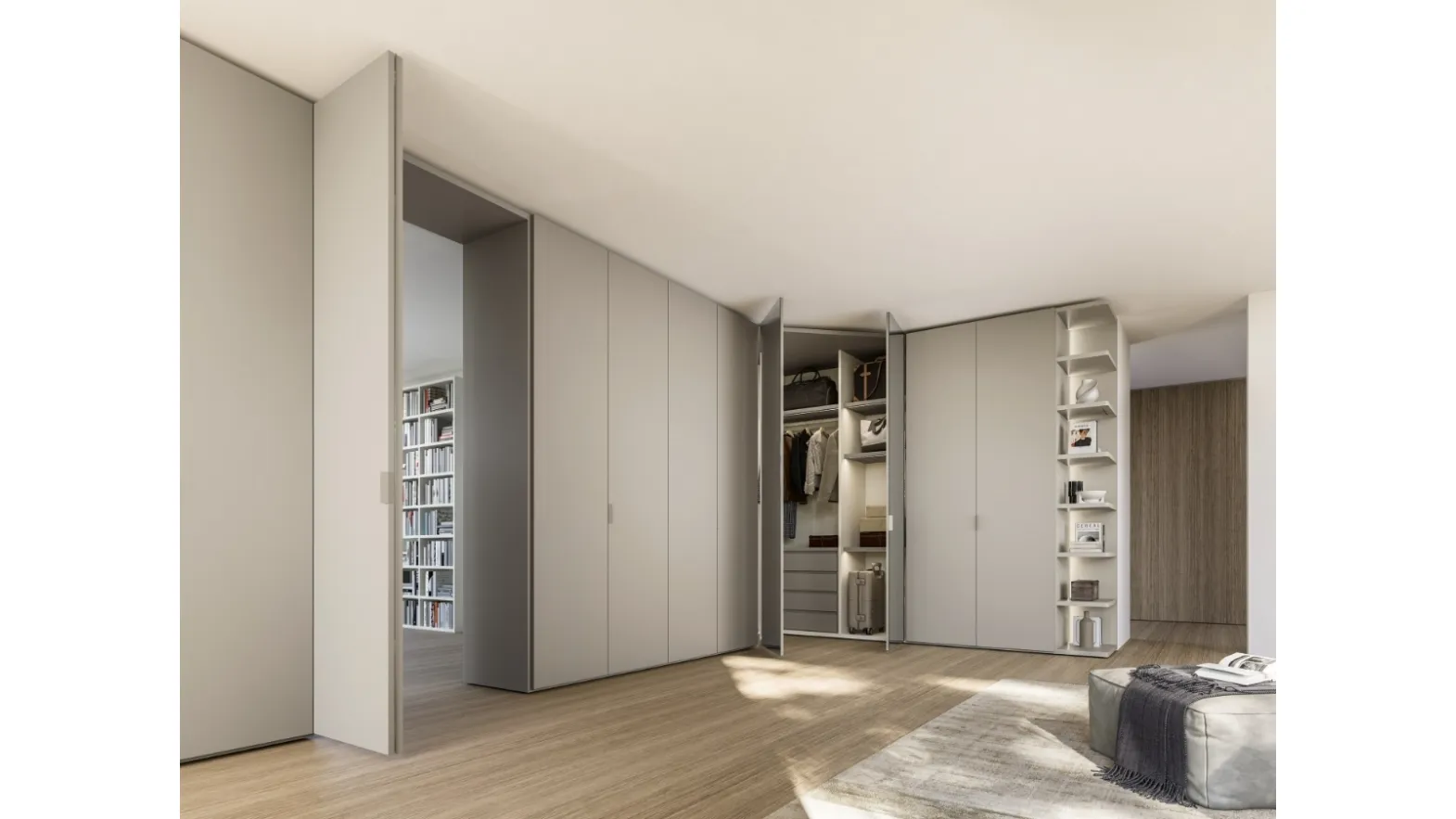 Corner Terminal Wardrobe with Smooth Door by Sangiacomo