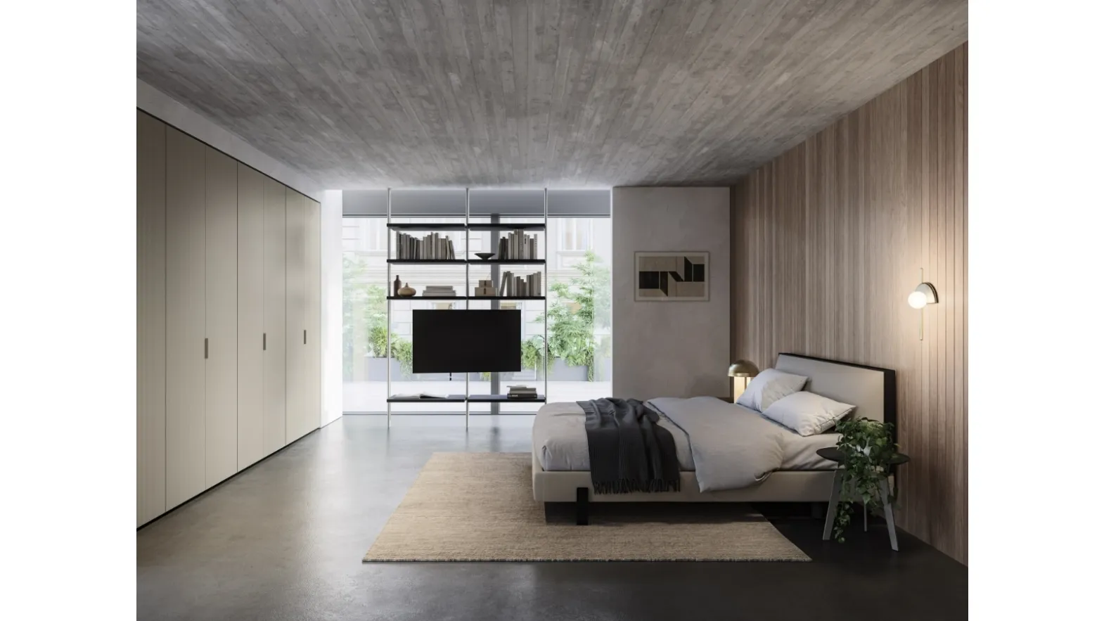 Trail wardrobe with canneté door by Sangiacomo.