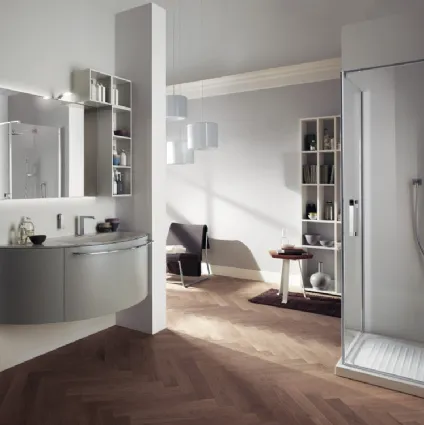 Aquo Bathroom Cabinet in Matt Titanium Gray Lacquer by Scavolini Bathrooms