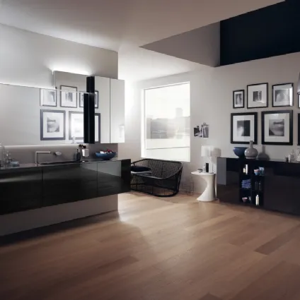 Font Bathroom Cabinet in Slate Black Glossy Lacquered Glass by Scavolini Bathrooms