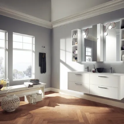 Font Bathroom Cabinet in White Matt Lacquered Glass by Scavolini Bathrooms