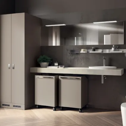 Laundry Space Aquo Bathroom Cabinet in Decorative Flint Gray by Scavolini Bathrooms