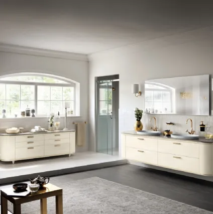 Magnifica Bathroom Cabinet in Gloss Cream Porcelain Lacquer by Scavolini Bathrooms
