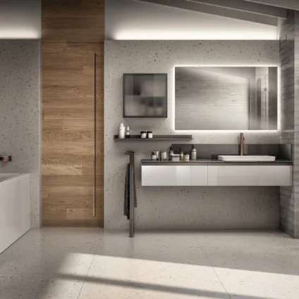 Tratto Bathroom Cabinet in Prestige White Gloss Lacquer by Scavolini Bathrooms