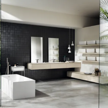 Qi Bathroom Cabinet in Decorative Suspended Kuuki Elm by Scavolini Bathrooms