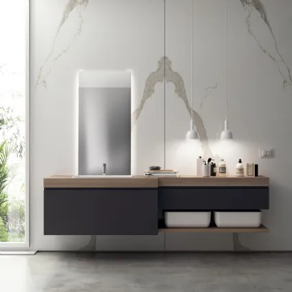 Qi Iron Gray Matt Lacquered Bathroom Cabinet by Scavolini Bathrooms