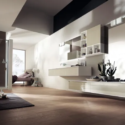 Rivo Tortora Glossy Lacquered Bathroom Cabinet by Scavolini Bathrooms