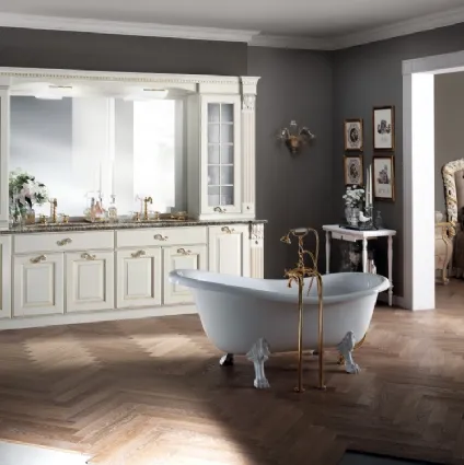 Baltimore Bathroom Cabinet in Matt White and Gold Lacquer by Scavolini Bathrooms