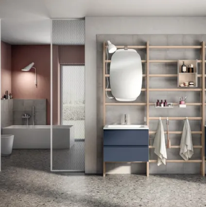 Gym Space Bathroom Cabinet in Moon Blue Matt Lacquer by Scavolini Bathrooms