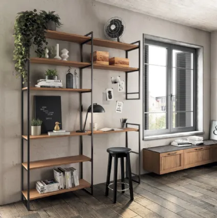 Living Sax bookcase in decorative Land Oak by Scavolini