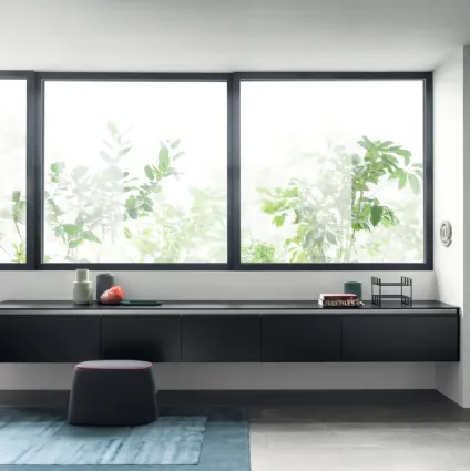 Living Dandy Plus suspended sideboard Nero Ardesia by Scavolini
