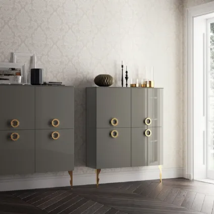 Living Exclusiva sideboard in Titanium Gray glossy lacquer by Scavolini