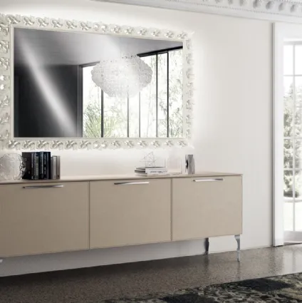Living Exclusive sideboard in Pearl Gray leather by Scavolini