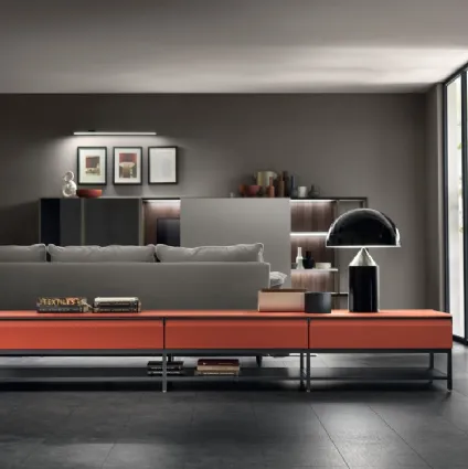 Living Formalia sideboard in Rosso Marocco lacquered by Scavolini