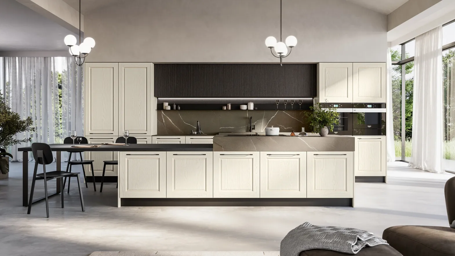 Classic Kitchen in White Ash with Asolo Island by Arredo3