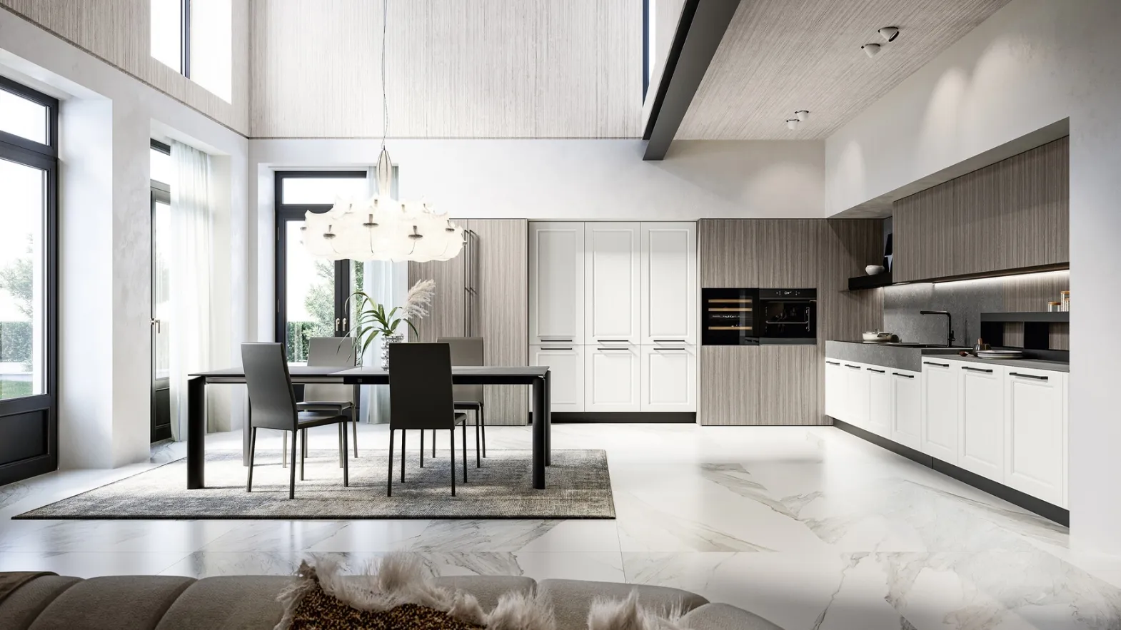Classic Corner Kitchen with Open-Pore Lacquer and Asolo Laminate by Arredo3