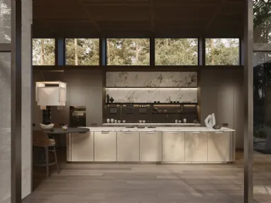 Design Kitchen with Physis island in lacquered Bronze and Iris by Molteni & C