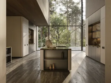 Physis Design Kitchen in Peltro Lacquered and Oak by Molteni & C