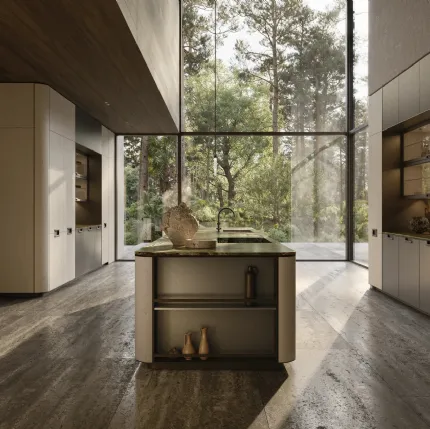 Physis Design Kitchen in Peltro Lacquered and Oak by Molteni & C
