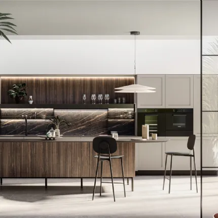 Modern kitchen with Alma 03 island in pet and laminate by Arredo3.