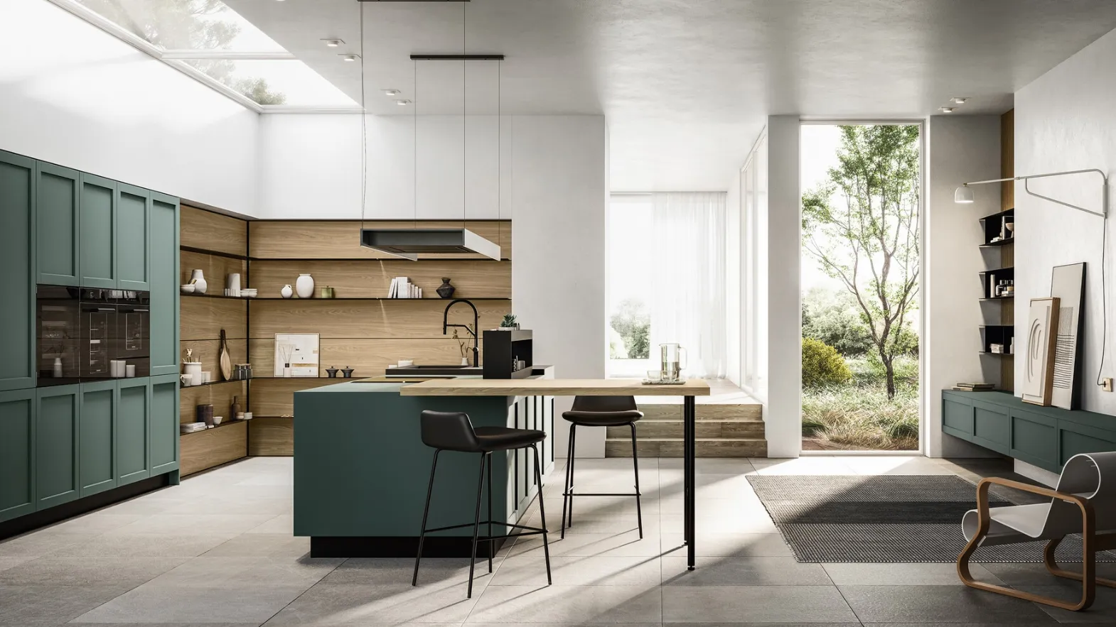 Modern Kitchen in PET and laminate with Alma island by Arredo3