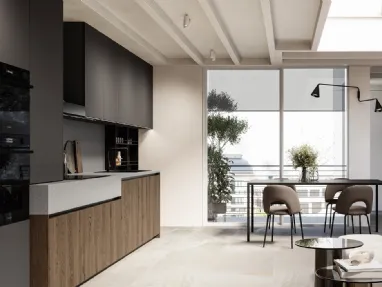 Modern linear Asia 03 kitchen in oak and lacquered by Arredo3.