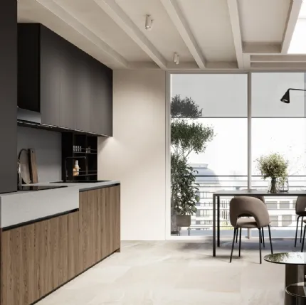 Modern linear Asia 03 kitchen in oak and lacquered by Arredo3.