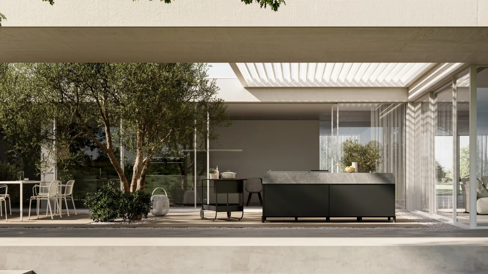 Modern outdoor aluminum kitchen Aura 01 by Arredo3.