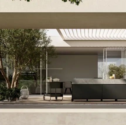 Modern outdoor aluminum kitchen Aura 01 by Arredo3.