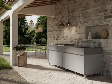 Modern aluminium outdoor kitchen Aura 02 by Arredo3