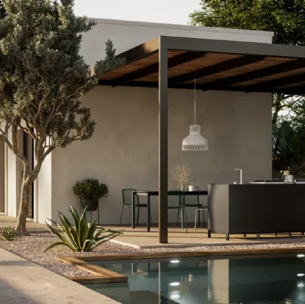 Modern outdoor kitchen in aluminum Aura 02 by Arredo3