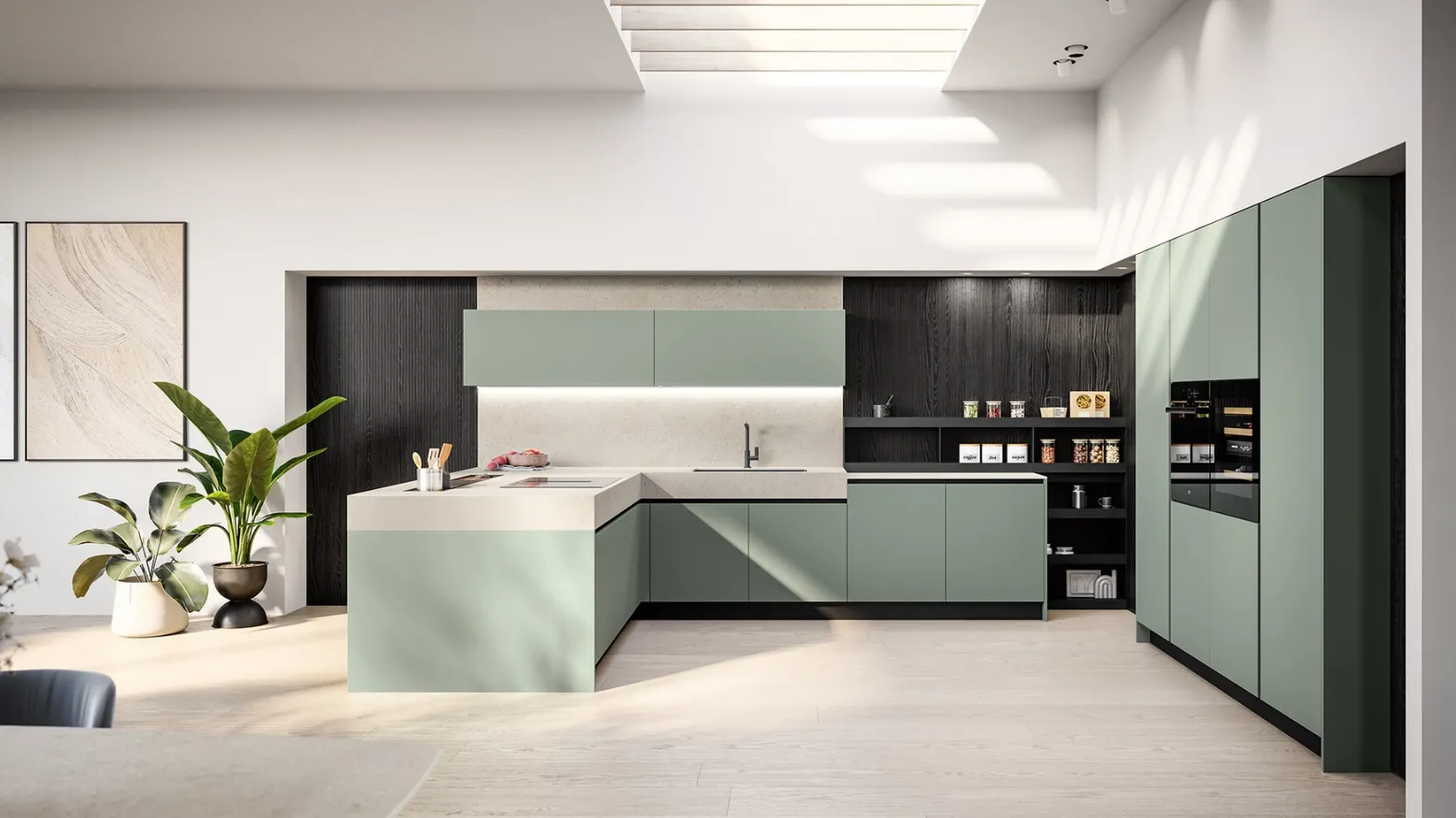 Modern kitchen with cloe 05 peninsula by Arredo3.
