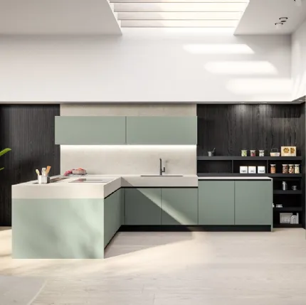 Modern kitchen with cloe 05 peninsula by Arredo3.