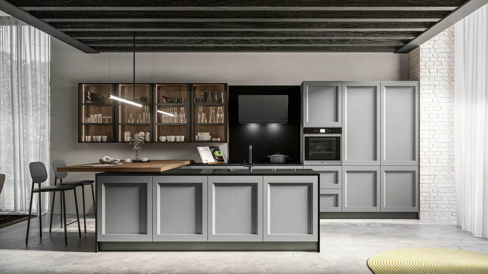 Modern Kitchen with Frida 02 Peninsula by Arredo3