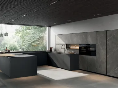 Modern kitchen with Glass 2|0 08 island by Arredo3.