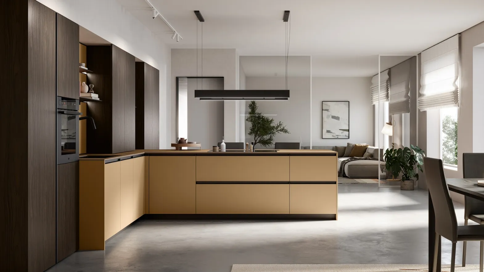 Modern Kitchen with Pet and Kalì Laminate Peninsula by Arredo3