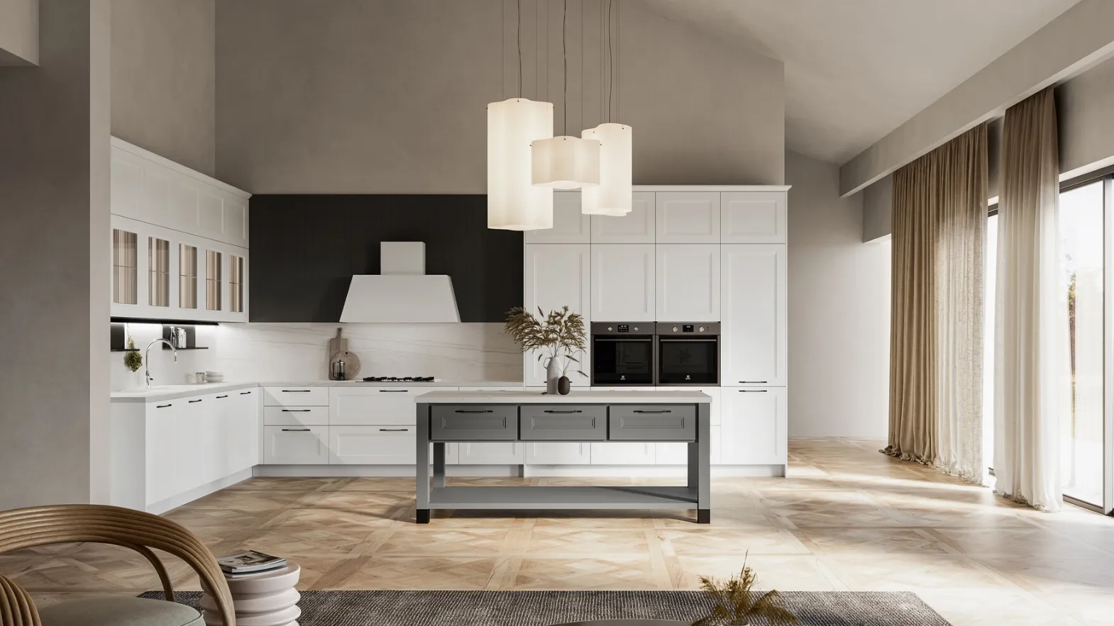 Modern Corner Kitchen Meg in Polymer by Arredo3