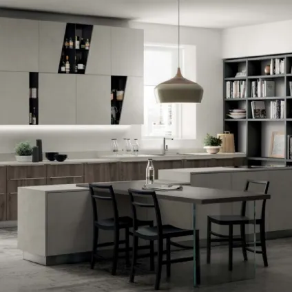 Modern kitchen in material with island Mood03 by Scavolini