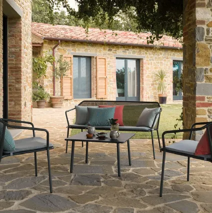 Outdoor steel furniture by Emu called Darwin.