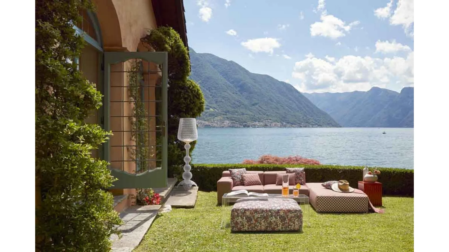 Sofa and outdoor Pouf by Kartell.