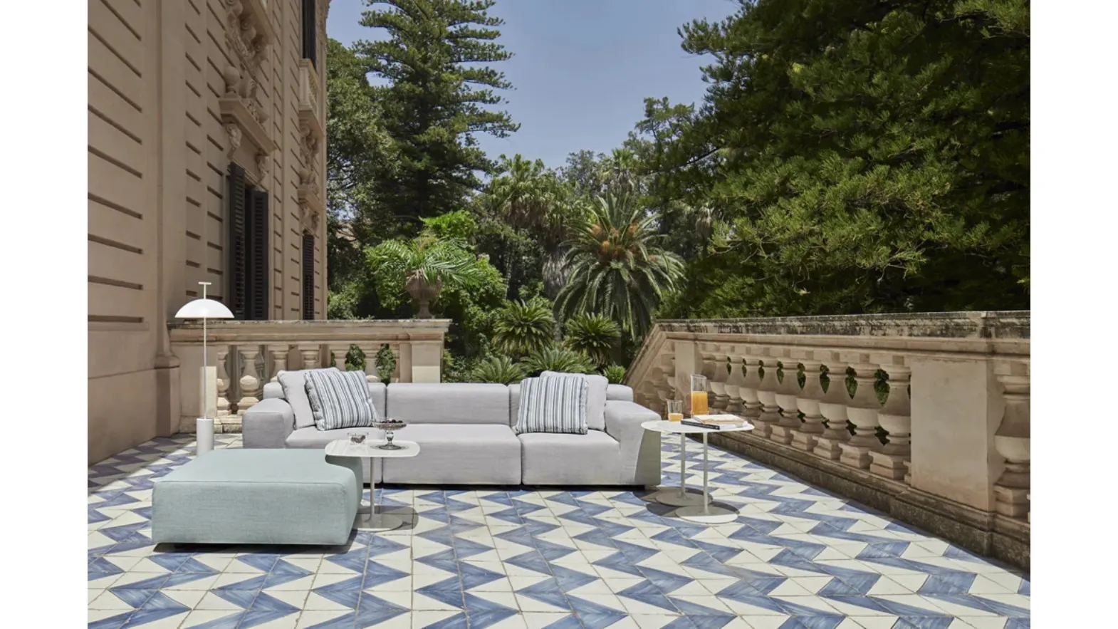 Sofa and Pouf Pastics Outdoor by Kartell.